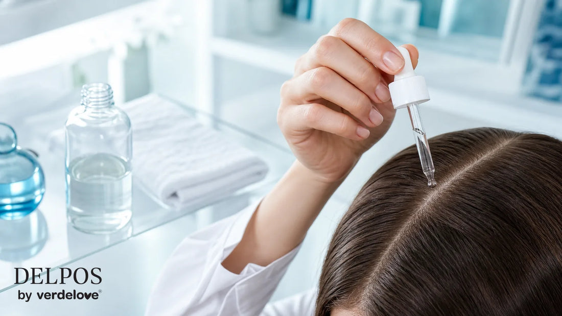 Precyzyjna aplikacja wcierki przeciw wypadaniu włosów pipetą bezpośrednio na skórę głowy