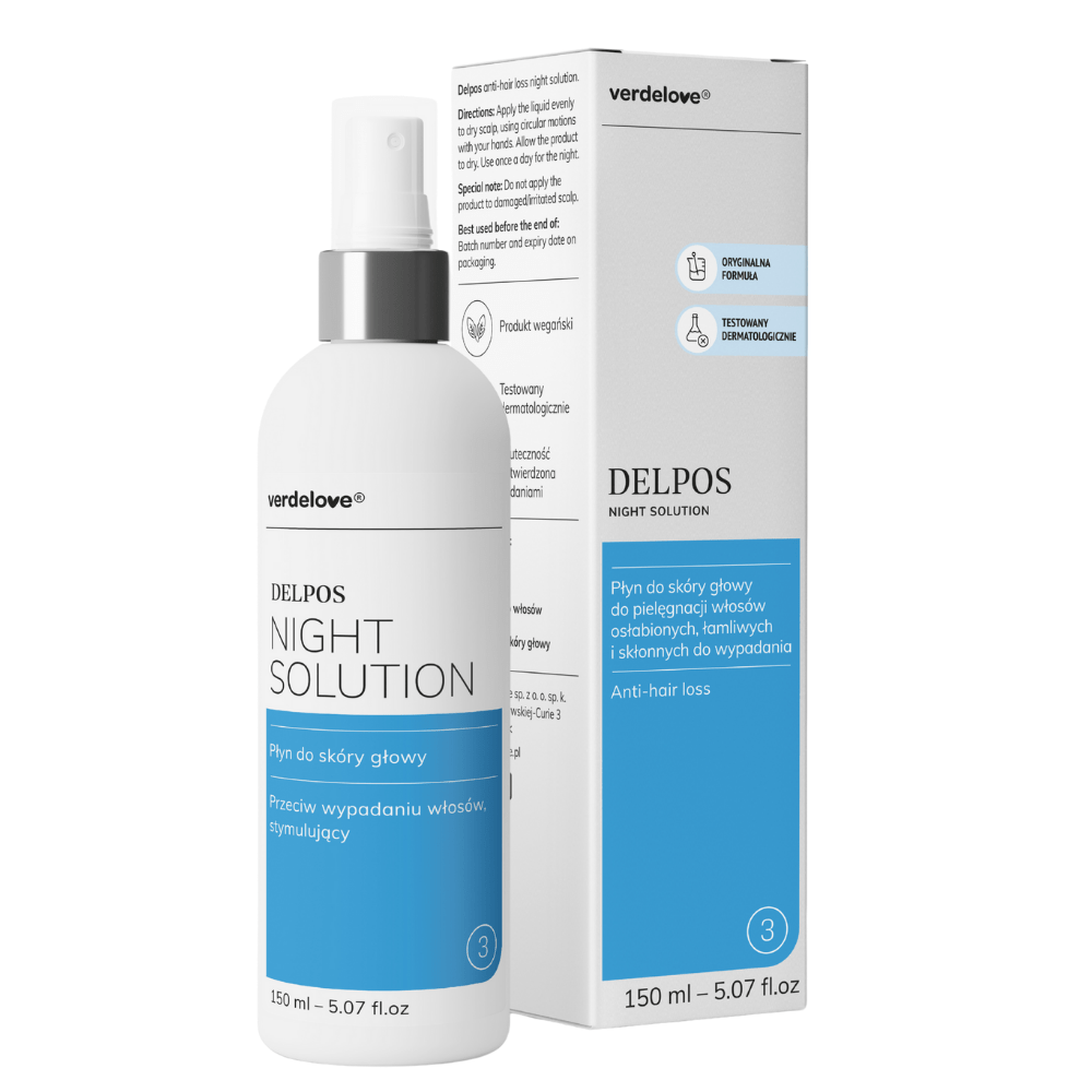 Delpos Night Solution - płyn do skóry głowy z opakowaniem